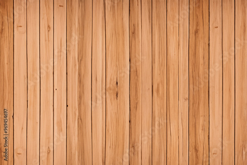 Closeup of a light brown wood plank wall with vertical grain.