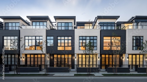 Modern Townhouses with Black and White Facade