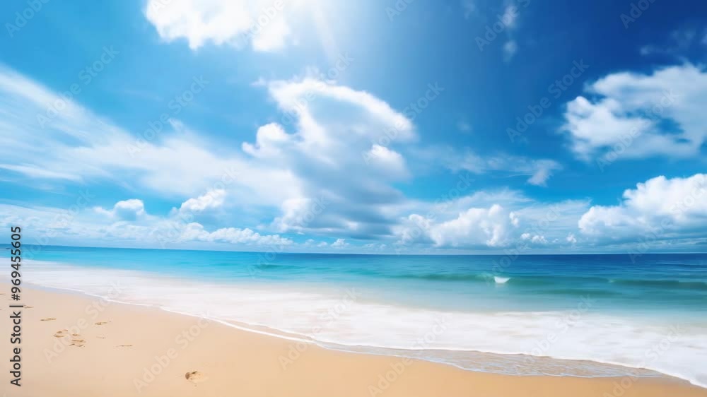 Serene Beach with Clear Blue Skies Serene Beach with Clear Blue Skies