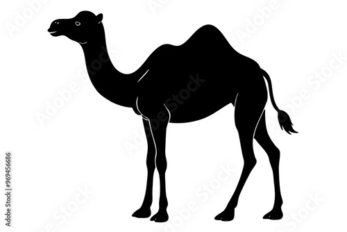 Camels in the Desert Vector Illustration Silhouette Imams, Camel Riders, Palm Trees  Desert Camel Set, Icons & Illustrations on White Background