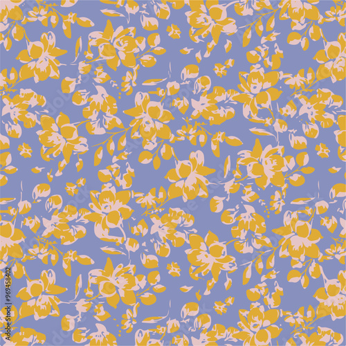 abstract, blooming flowers, motif arrangement with medium tone, all over vector design, background illustration digital image for wrapping paper or textile printing