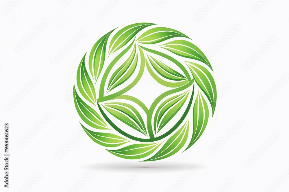 A stylized leaf made up of multiple swirling lines forms a circular logo, conveying eco-friendliness, sustainability, A stylized leaf made up of multiple swirling lines forms a circular logo, conveying eco-friendliness, sustainability,