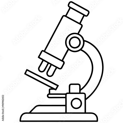 microscope in a doodle style outline coloring book page line art drawing
