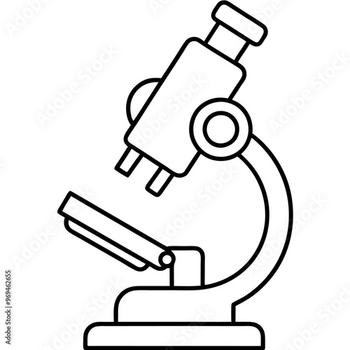 microscope in a doodle style outline coloring book page line art drawing