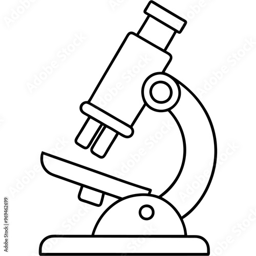 microscope in a doodle style outline coloring book page line art drawing