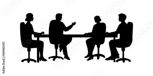 business meeting silhouette design. teamwork discussion illustration.