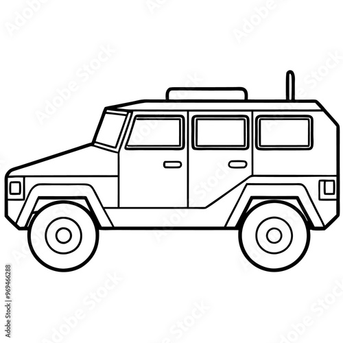 military vehicle outline coloring book page line art drawing photo