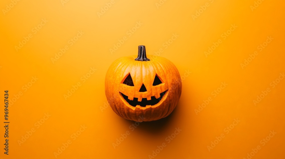 Halloween pumpkin image in the center of an orange background. Halloween pumpkin image in the center of an orange background.