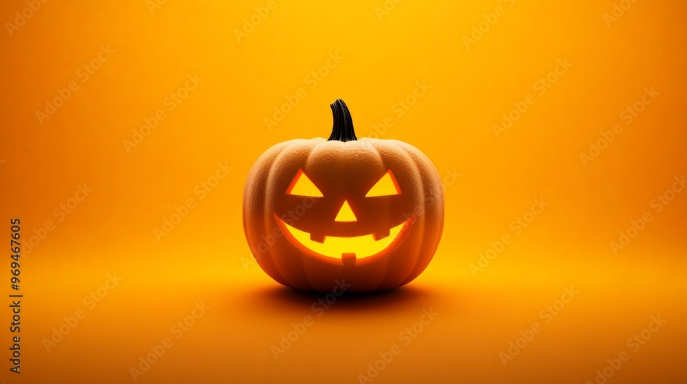 Halloween pumpkin image in the center of an orange background. Halloween pumpkin image in the center of an orange background.