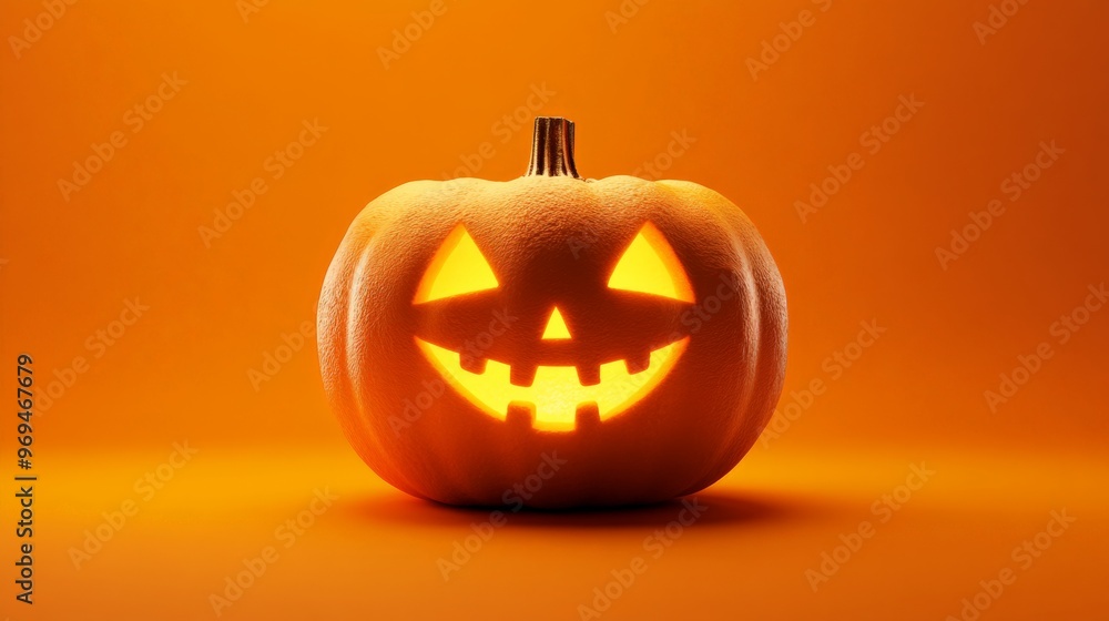 Halloween pumpkin image in the center of an orange background. Halloween pumpkin image in the center of an orange background.