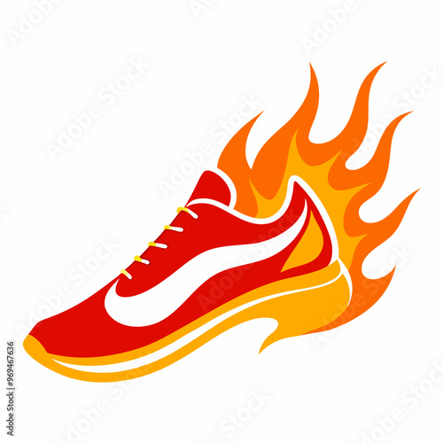 Shoes on a white background, fiery running shoes vector silhouette illustration