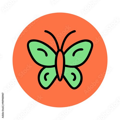 Butterfly icon on bright orange background representing ecology and nature themes
