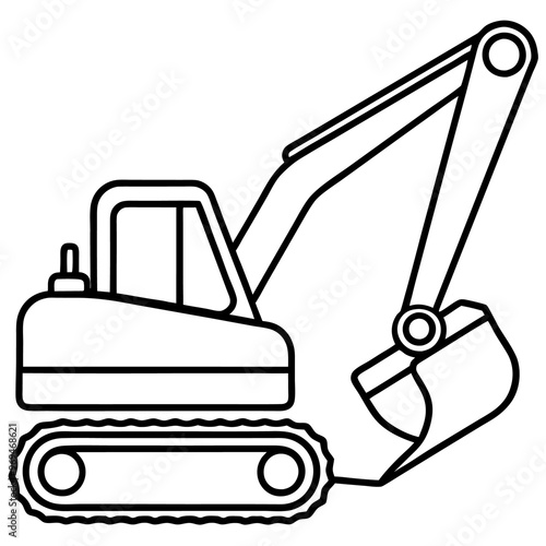 mini excavator machine outline coloring book page line art drawing