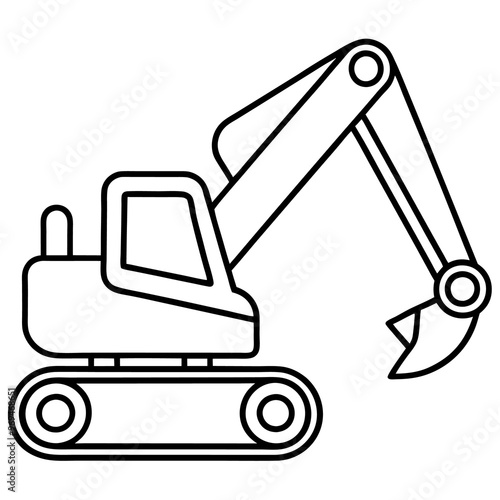 mini excavator machine outline coloring book page line art drawing