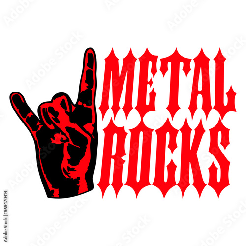 Heavy Metal Rocks Hard Rock Music Text Quote Logo Design Lover Art Vector Illustration Card T-Shirt Poster Sticker Graphic Print Decorative Drawing Isolated Logo Decoration Symbol Creative Cool Style