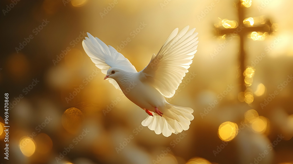 A white dove in flight against a glowing background, symbolizing peace and hope. A white dove in flight against a glowing background, symbolizing peace and hope.
