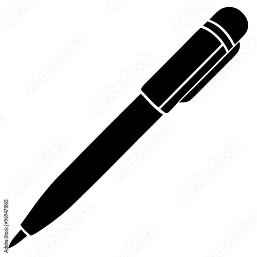 Pen isolated on white, pen vector silhouette icon on white background