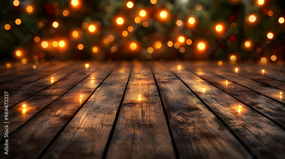 A wooden floor with warm, glowing lights in a festive atmosphere. A wooden floor with warm, glowing lights in a festive atmosphere.