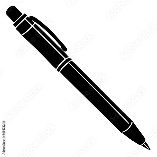 Pen isolated on white, pen vector silhouette icon on white background