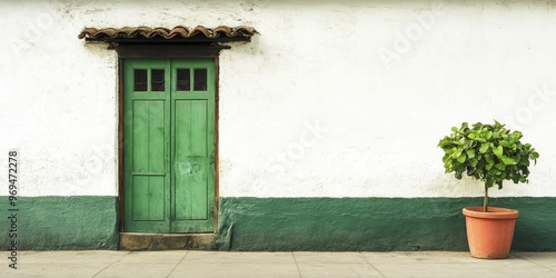 Ecuadorian Street with Green Painting