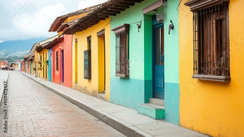 Ecuadorian Street with Green Painting