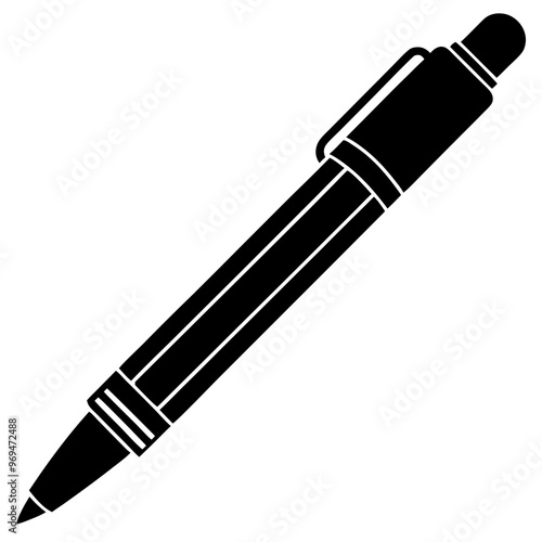 Pen isolated on white, pen vector silhouette icon on white background