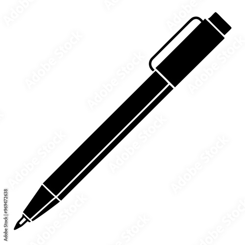 Pen isolated on white, pen vector silhouette icon on white background