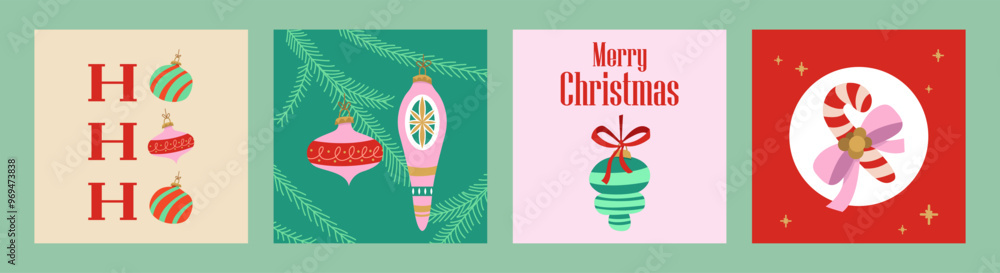 Happy Holidays Greeting Cards Set. Modern Art Merry Christmas Design. Vector Illustration in Trendy Hand Drawn Style. Happy Holidays Greeting Cards Set. Modern Art Merry Christmas Design. Vector Illustration in Trendy Hand Drawn Style.