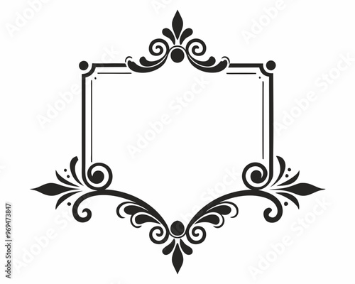 Black ornaments, silhouette, vector abstract floral frame, design elements with corners and ornaments