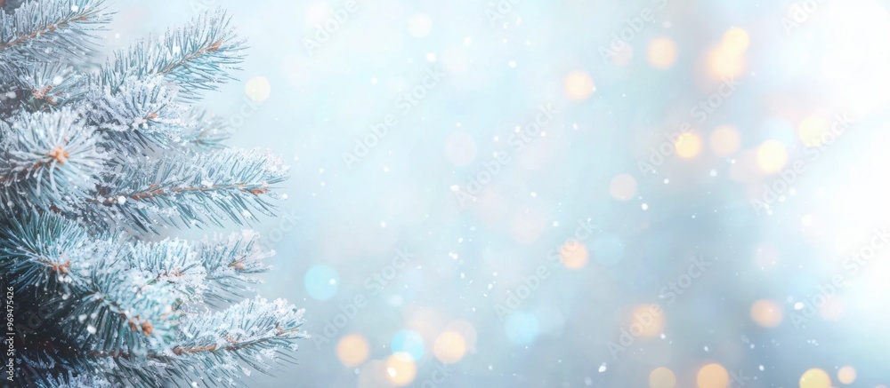 abstract christmas and new year background in pastel blue tones with frame of fir branches abstract christmas and new year background in pastel blue tones with frame of fir branches