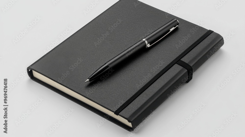 A black notebook with a pen placed diagonally across it, ready for jotting down ideas. A black notebook with a pen placed diagonally across it, ready for jotting down ideas.