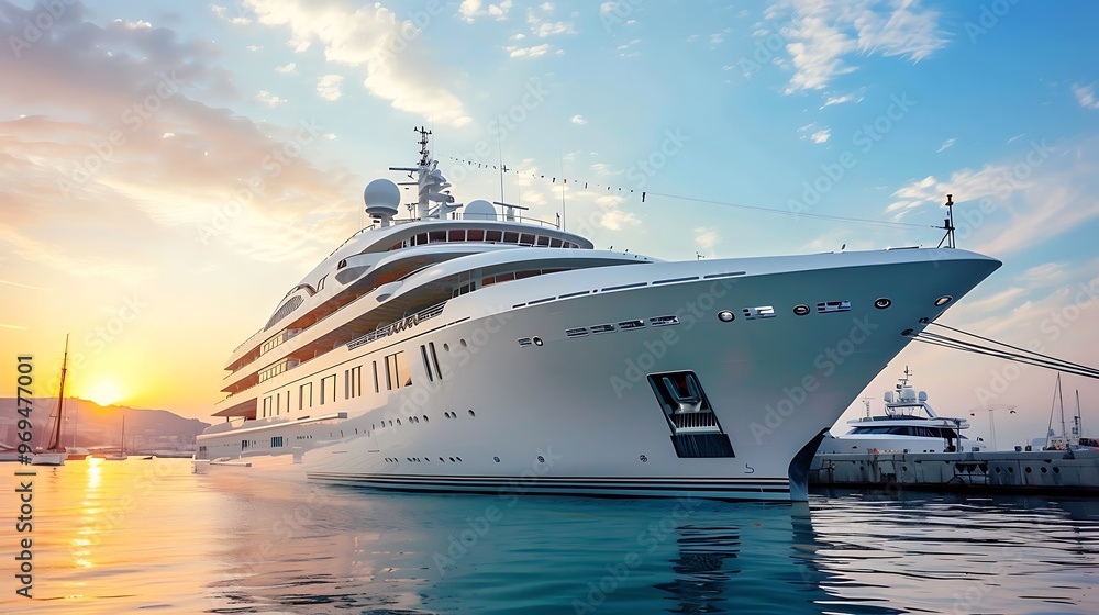 Magnificent white enormous luxurious cruise vessel in port Magnificent white enormous luxurious cruise vessel in port