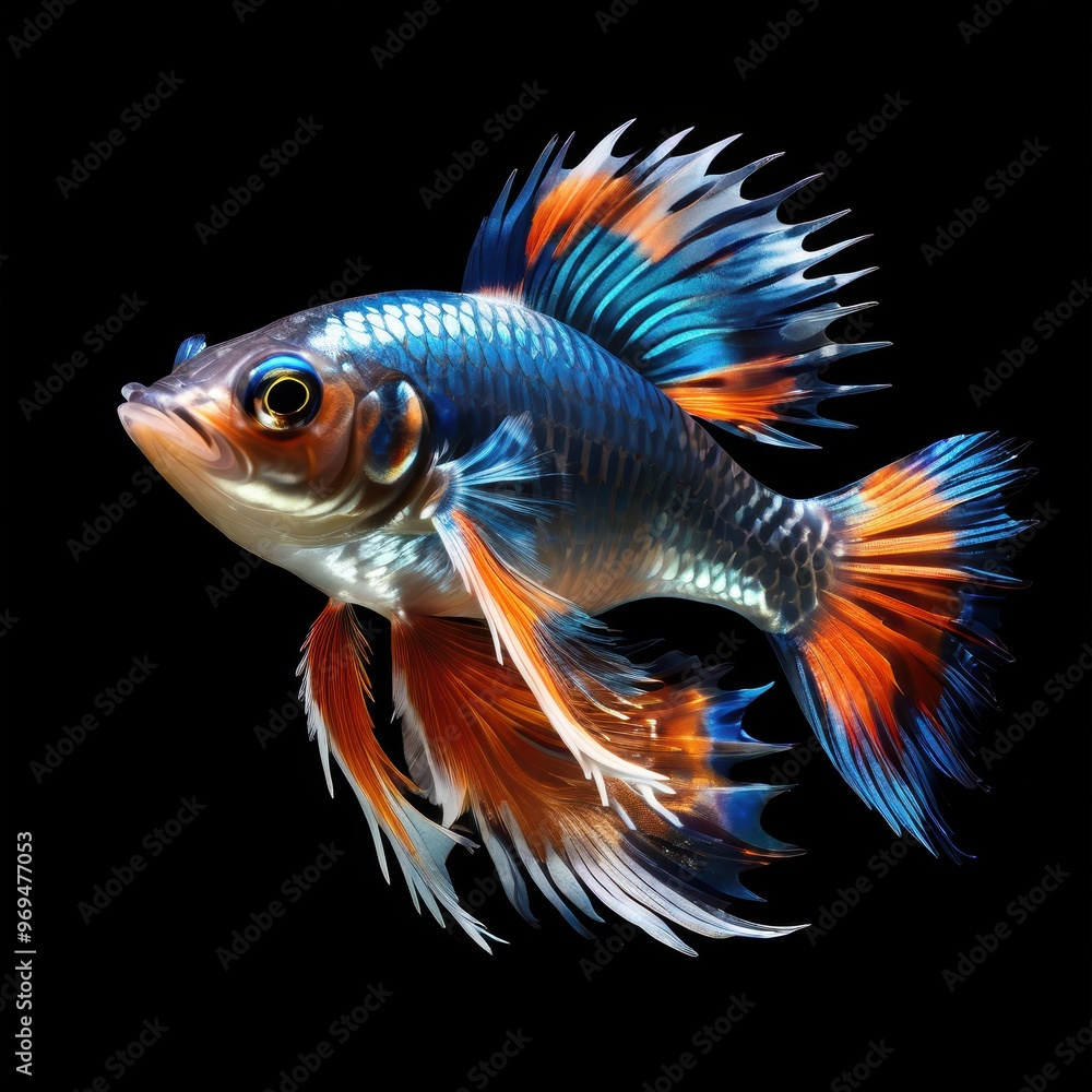 A vibrant, colorful fish with intricate fins, showcasing aquatic beauty and diversity. A vibrant, colorful fish with intricate fins, showcasing aquatic beauty and diversity.