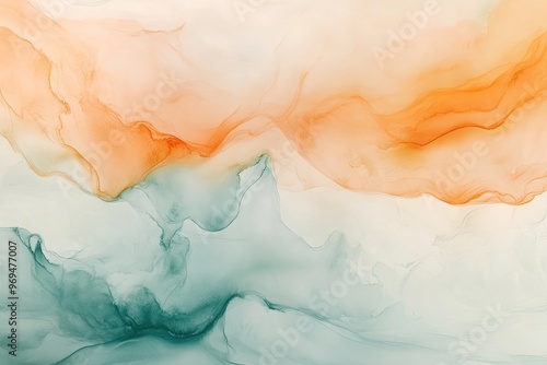 Soft abstract background with flowing waves of orange and teal hues, perfect for artistic and creative projects.