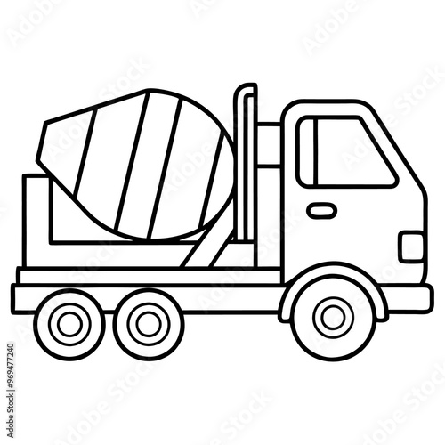 mixing truck machine outline coloring book page line art drawing