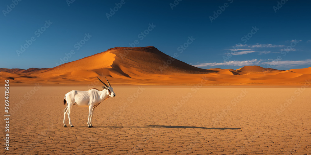 Graceful Oryx in Front of Golden Sand Dunes Graceful Oryx in Front of Golden Sand Dunes