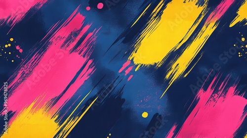 Bright and vibrant abstract art with bold colors and dynamic brush strokes photo