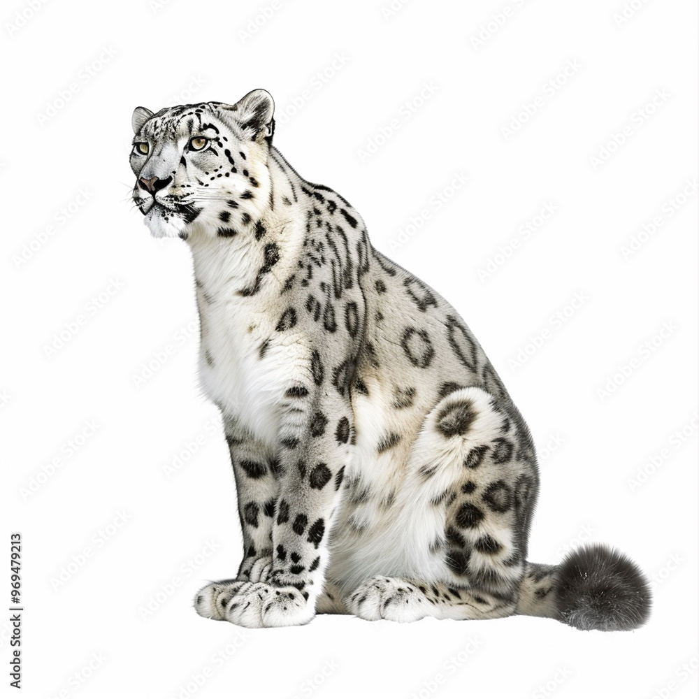 Obraz premium Photo set of leopard and snow leopard, no background transparent