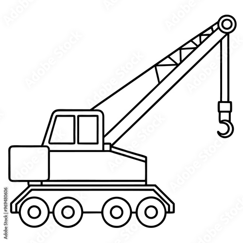 mobile crane machine outline coloring book page line art drawing
