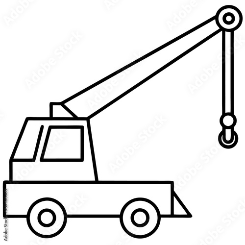 mobile crane machine outline coloring book page line art drawing photo