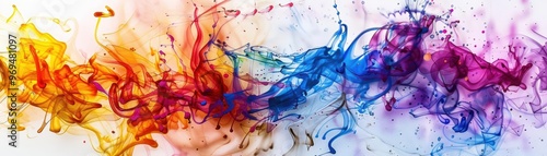 A Close-up Shot Abstract Watercolor Silhouettes of Watercolor business silhouettes, vibrant overlapping hues