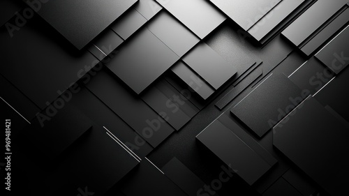 Wallpaper Mural Abstract composition of layered black rectangles and squares. Torontodigital.ca