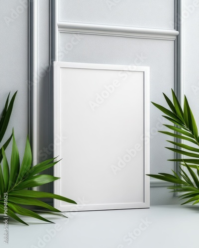 Wallpaper Mural Minimalist frame design against a subtle wall, surrounded by lush greenery, ideal for showcasing art or photos. Torontodigital.ca