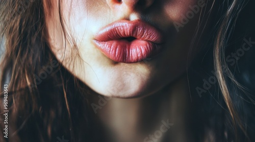 A close-up of a person blowing a kiss, with pursed lips and a playful expression.