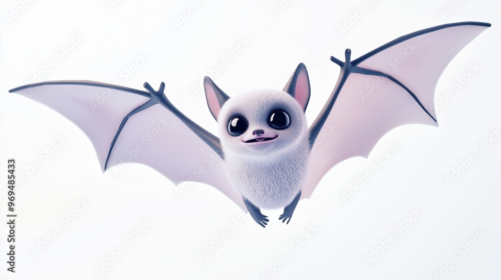 Delightful and charming 3d rendering of a furry white bat soaring through the air, its wings gracefully outstretched. This adorable creature brings a touch of whimsy and halloween spirit Delightful and charming 3d rendering of a furry white bat soaring through the air, its wings gracefully outstretched. This adorable creature brings a touch of whimsy and halloween spirit