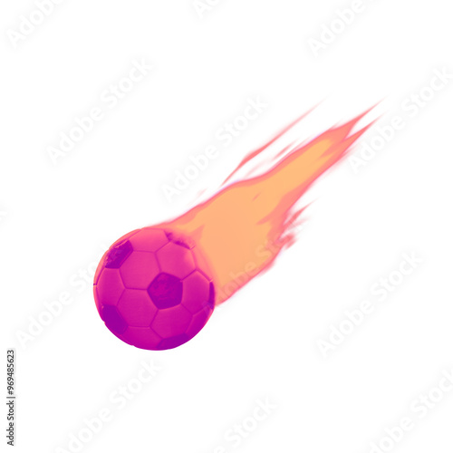 flaming soccer football on transparent background photo