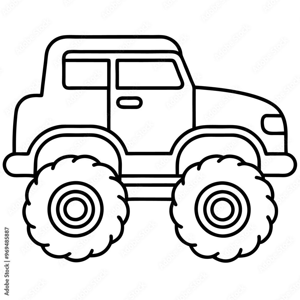 Fototapeta premium mobile crane machine outline coloring book page line art drawing