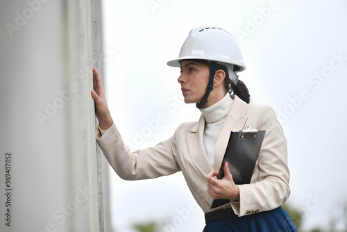 Female Engineer Inspecting Construction Site - Engineering and Safety Concept