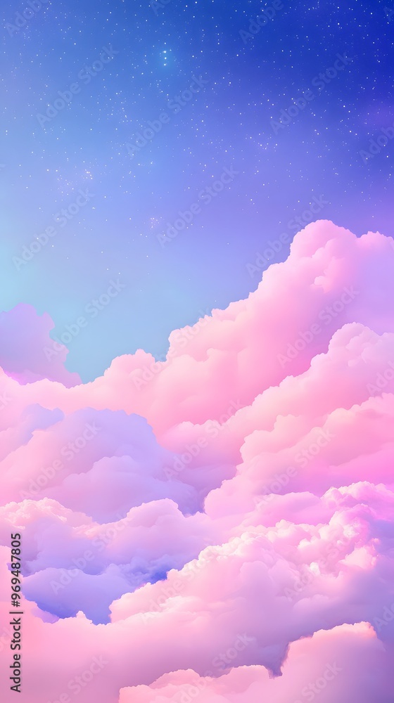 Pink and Purple Dreamy Clouds and Stars Background Pink and Purple Dreamy Clouds and Stars Background