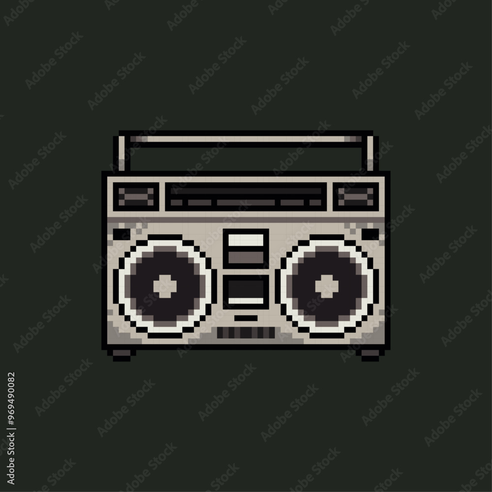 Fototapeta premium tape vintage boombox pixel art